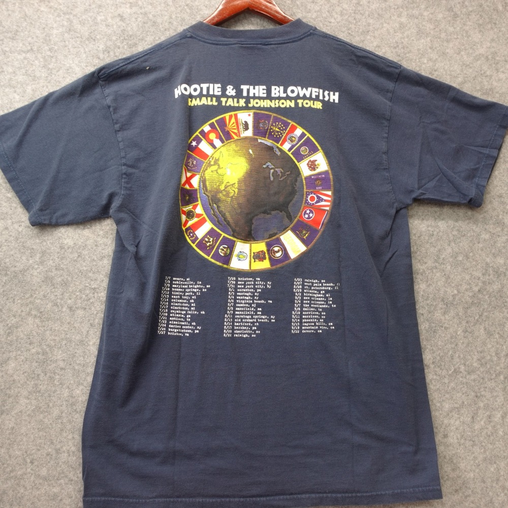 Vintage HOOTIE and the BLOWFISH T Shirt Mens XL Blue 90s Concert Tour Band Tee